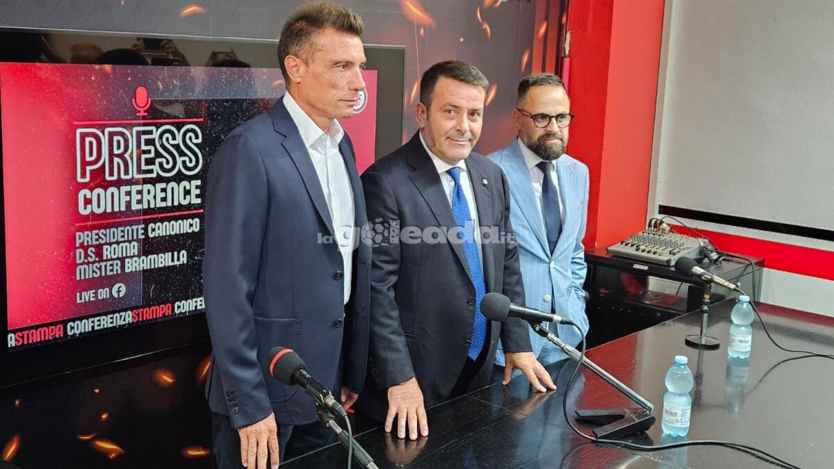 Foggia, una rosa non totalmente giovane: si cerca il giusto mix - Immagine in evidenza: uno scatto dalla conferenza di Canonico, Brambilla e Roma - crediti: foto di Mario Mescia per lagoleada.it (RIPRODUZIONE VIETATA)