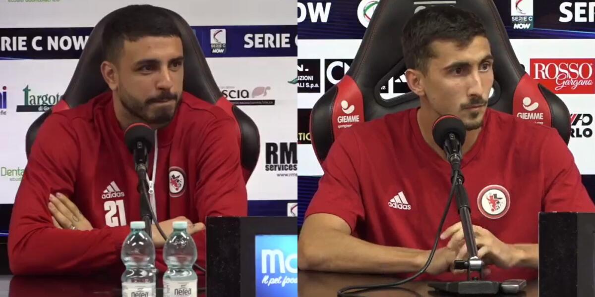 Foggia, il punto sul mercato tra ufficialità e rumors - Immagine in evidenza: Tommaso Nobile e Alberto Rizzo - crediti foto (di entrambe): pagina ufficiale Facebook Calcio Foggia 1920 (frame da video)