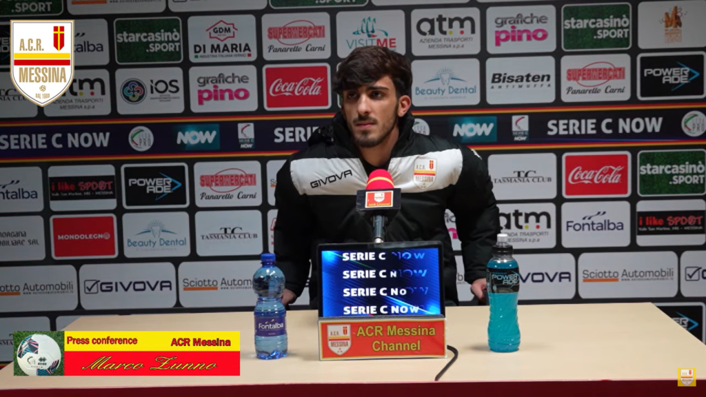 Immagine in evidenza: Marco Zunno - crediti foto: canale ufficiale YouTube Messina Calcio (frame da video)
