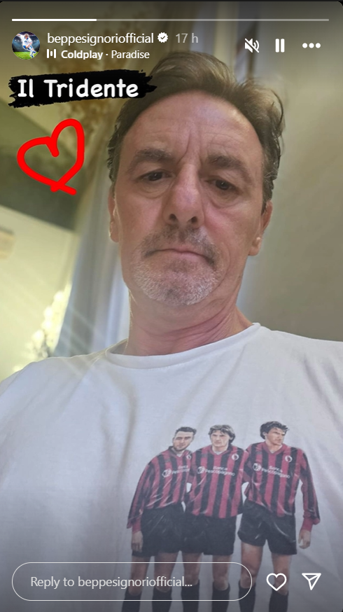 Immagine in evidenza: l'Instagram Story di Beppe Signori (dal suo profilo ufficiale)