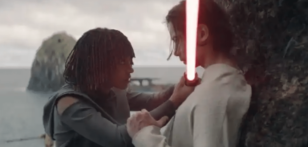 Osha minaccia Qimir con la spada laser