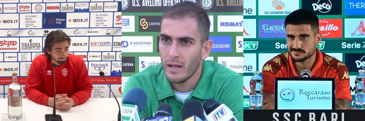 Foggia, obiettivo rinforzi dal mercato, tra mediana e attacco - Immagine in evidenza: Enrico Celeghin, Alberto De Francesco, Gennaro Acampora - crediti foto (rispettivamente): canale ufficiale YouTube Triestina Calcio, Avellino Calcio e Bari Calcio (frame da video)