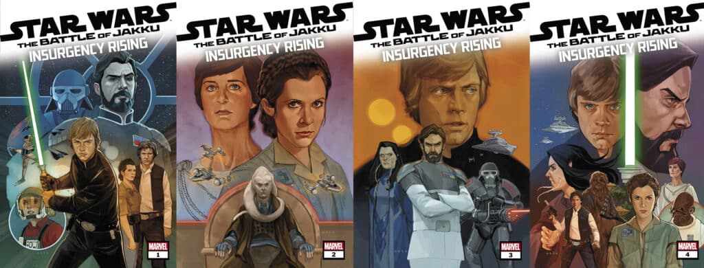 Le copertine dei primi 4 numeri di Battle of Jakku