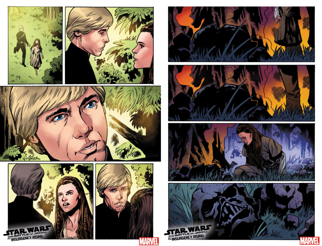 Luke, Leia e l'elmo di Vader in altre tavole di anteprima