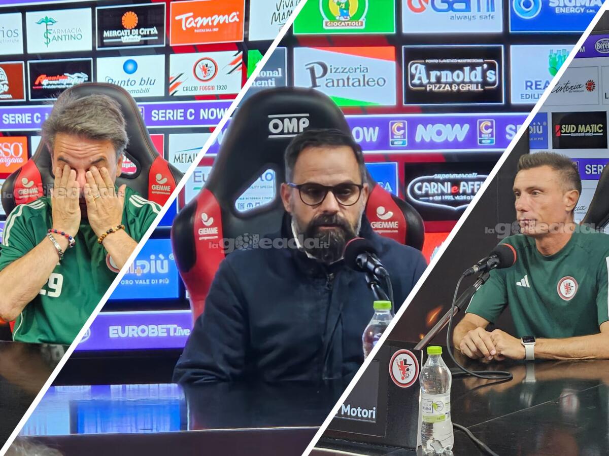 Foggia, tutto da rifare: niente allenatore e niente ds - Da sinistra a destra Capuano, Roma e Brambilla. Foto di Mario Mescia, riproduzione vietata