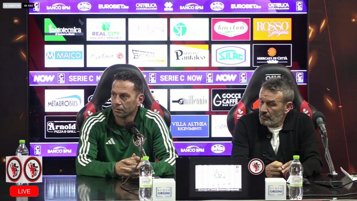 Che Foggia vedremo con Mister Zauri? - Immagine in evidenza: Luca Leone e Luciano Zauri - crediti foto: pagina ufficiale Facebook Calcio Foggia 1920 (frame da video)