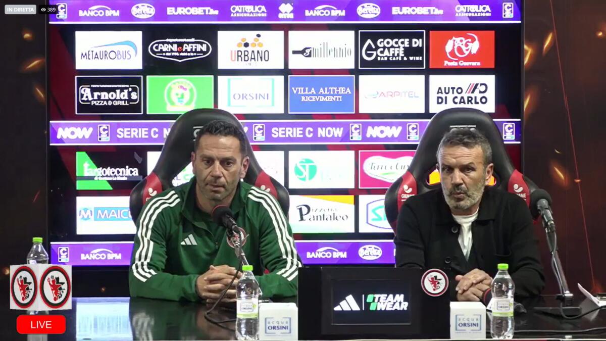 Foggia, Leone: "Noi abbastanza contenti. Mercato? A me e al mister..." - Immagine in evidenza: Luca Leone e Luciano Zauri - crediti foto: pagina ufficiale Facebook Calcio Foggia 1920 (frame da video)