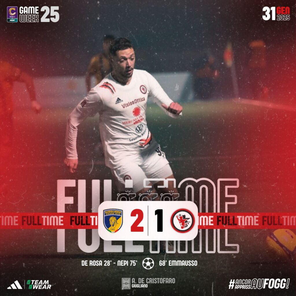 Immagine in evidenza: uno scatto di Giugliano-Foggia (Serie C - girone C 2024/25) - crediti foto: pagina ufficiale Facebook Calcio Foggia 1920