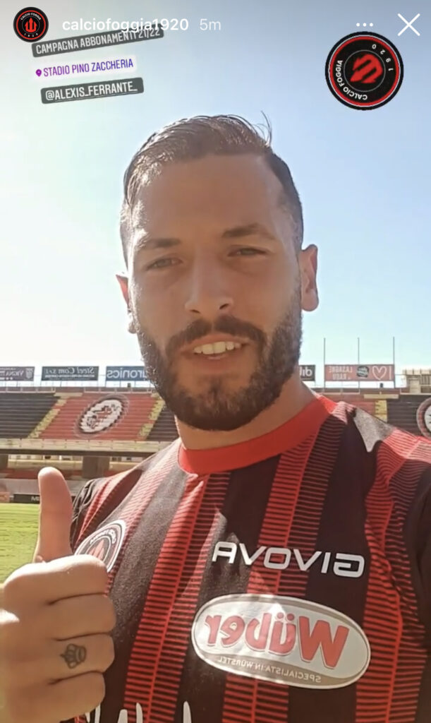 Immagine in evidenza: Alexis Ferrante - crediti foto: dalle Instagram Stories del Calcio Foggia 1920