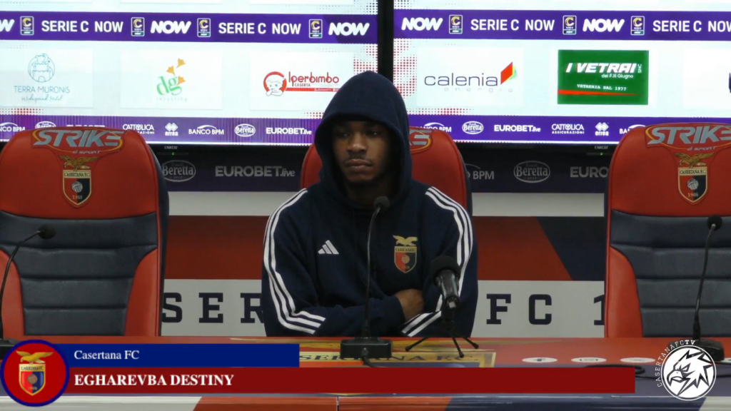 Immagine in evidenza: Destiny Egharevba - crediti foto: pagina ufficiale Facebook Casertana Calcio (frame da video)