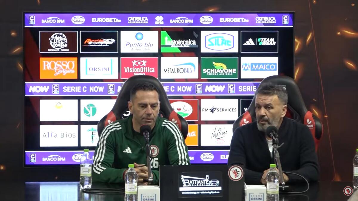 Ribaltone Foggia, UFFICIALE: Leone e Zauri esonerati - Immagine in evidenza: mister Luciano Zauri e il DS Luca Leone - crediti foto: canale ufficiale YouTube Calcio Foggia 1920 (frame da video)