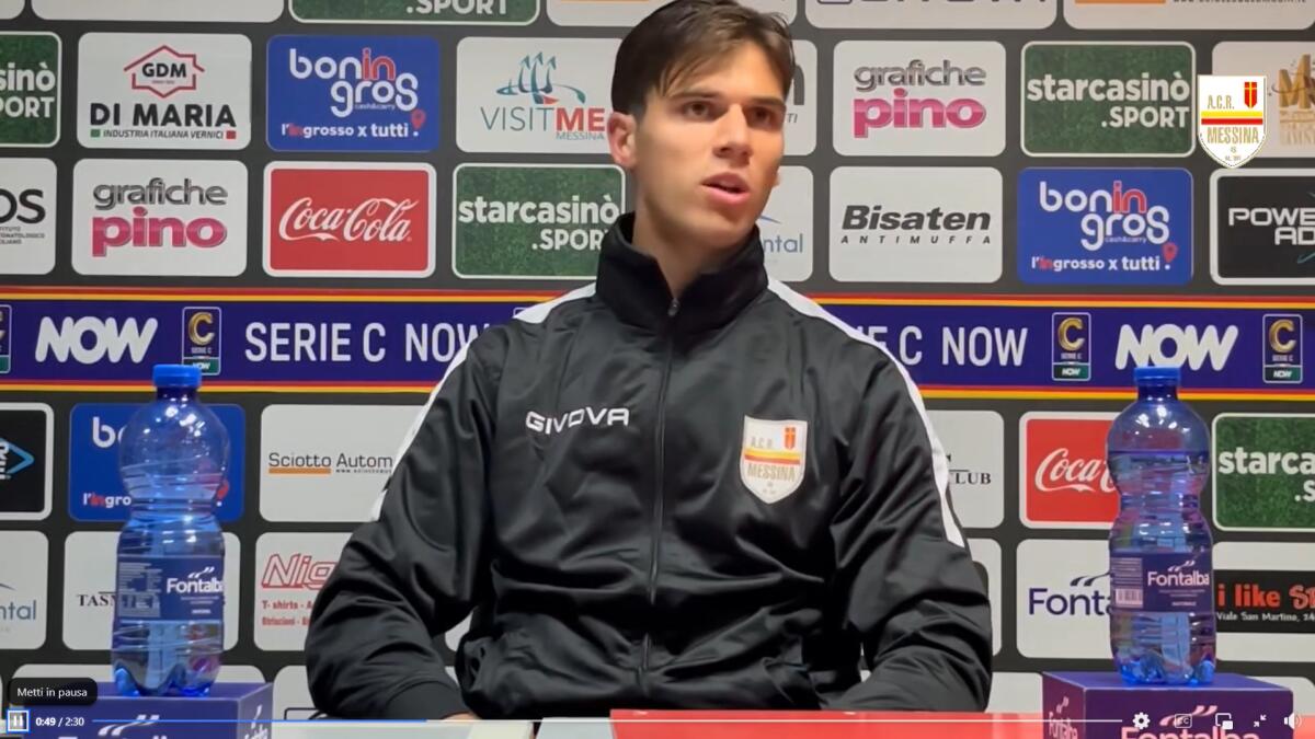 Messina, Gelli: "Col Foggia non sarà come una settimana fa" - Immagine in evidenza: Jacopo Gelli - crediti foto: pagina ufficiale Facebook ACR Messina (frame da video)