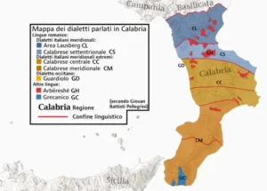 Mappa dei dialetti calabresi (Tuttoleone64 - Wikimedia Commons foto)  - www.qrios.it